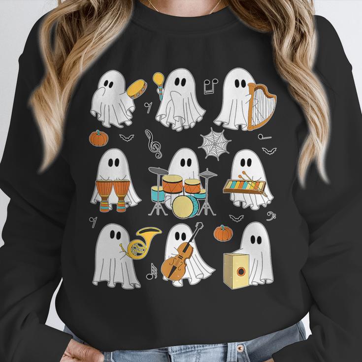 Halloween Ghost Music Teacher Playing Instruments Unisex Sweatshirt, novelty gifts, funny gifts Halloween Ghost Music Teacher Playing Instruments Unisex Sweatshirt, novelty gifts, funny gifts