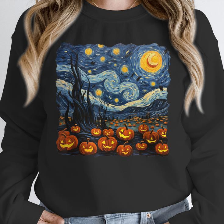Halloween Pumpkin Starry Night Van Gogh Art Teacher Unisex Sweatshirt, novelty gifts, funny gifts