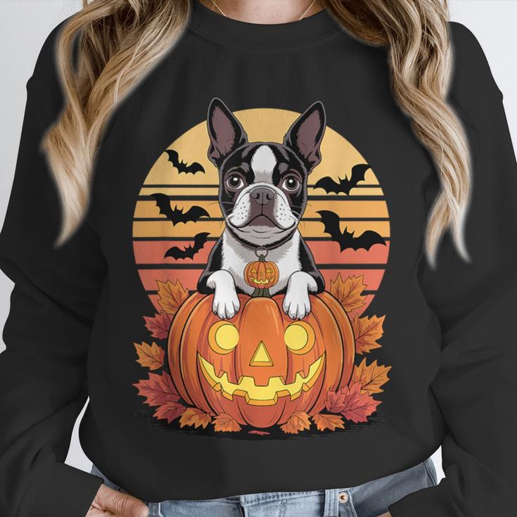 Halloween Retro Boston Terrier Unisex Sweatshirt, novelty gifts, funny gifts