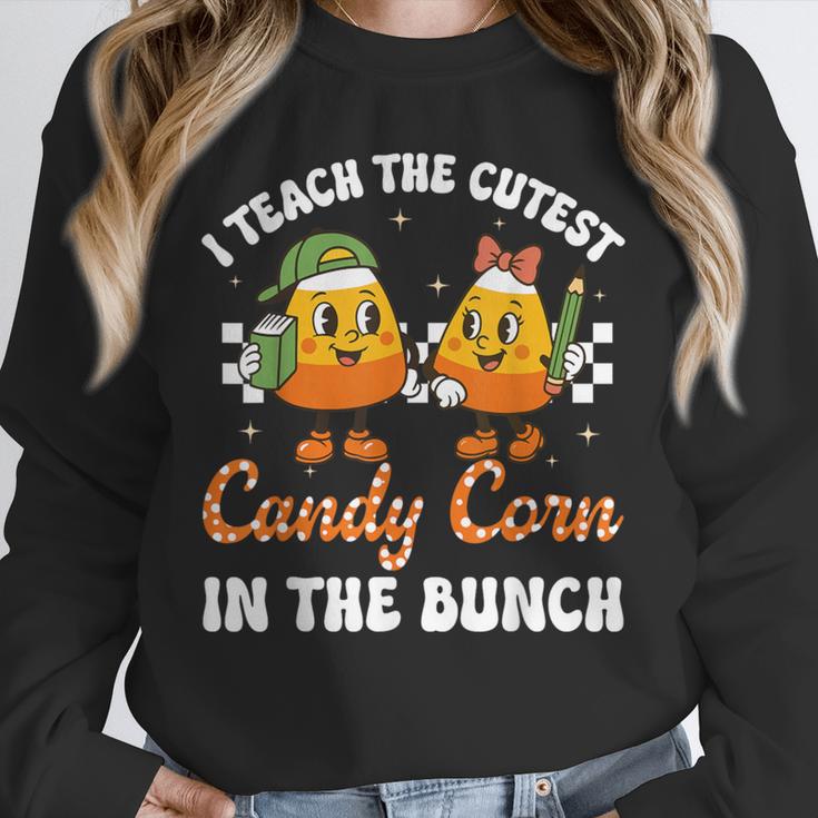 Halloween Teacher Cutest Candy Corn Groovy Spooky Teachers Unisex Sweatshirt, novelty gifts, funny gifts