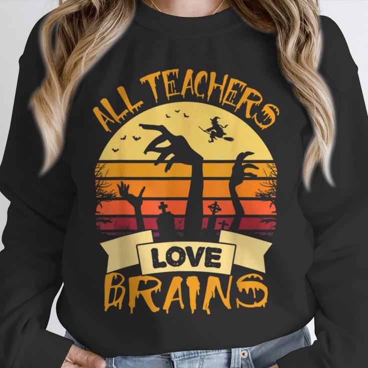Halloween Teacher Shirt All Teachers Love Brains Halloween Men Women Unisex Sweatshirt, novelty gifts, funny gifts