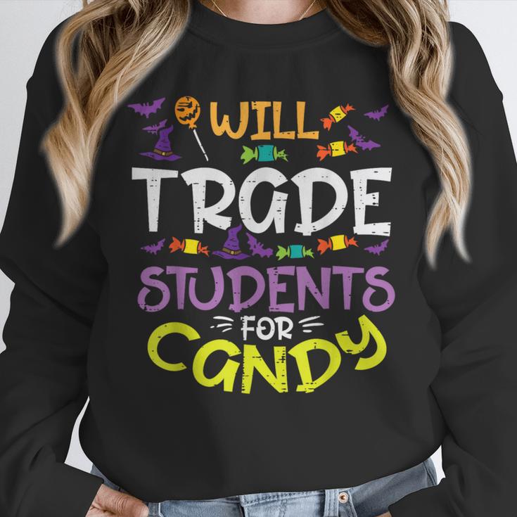 Halloween Teacher Will Trade Students For Candy Women Men Unisex Sweatshirt, novelty gifts, funny gifts
