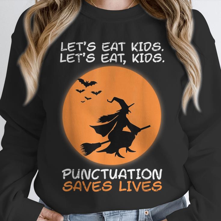 Halloween Teacher Witch Lets Eat Kids Punctuation Unisex Sweatshirt, novelty gifts, funny gifts