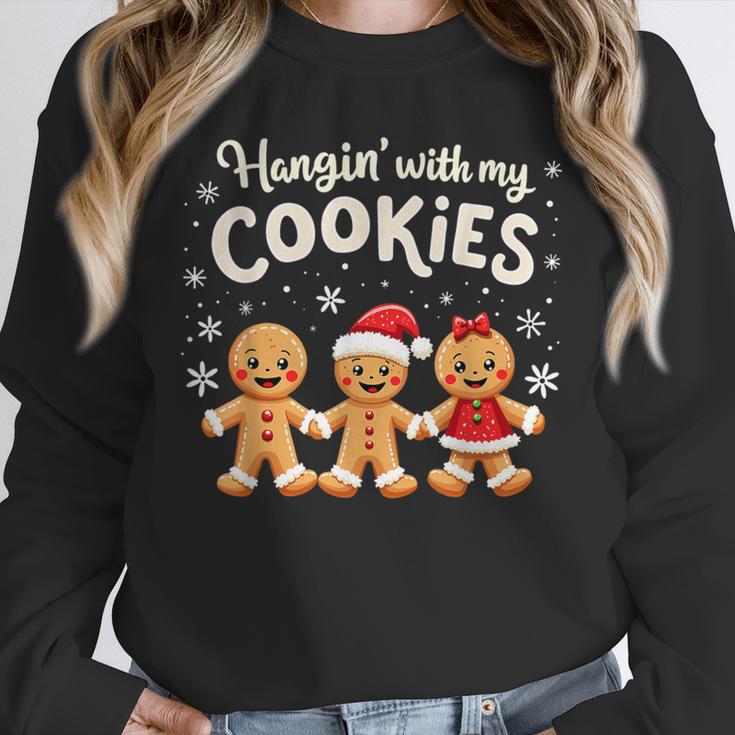 Hangin With My Cookies Gingerbread Christmas Teacher Unisex Sweatshirt, novelty gifts, funny gifts