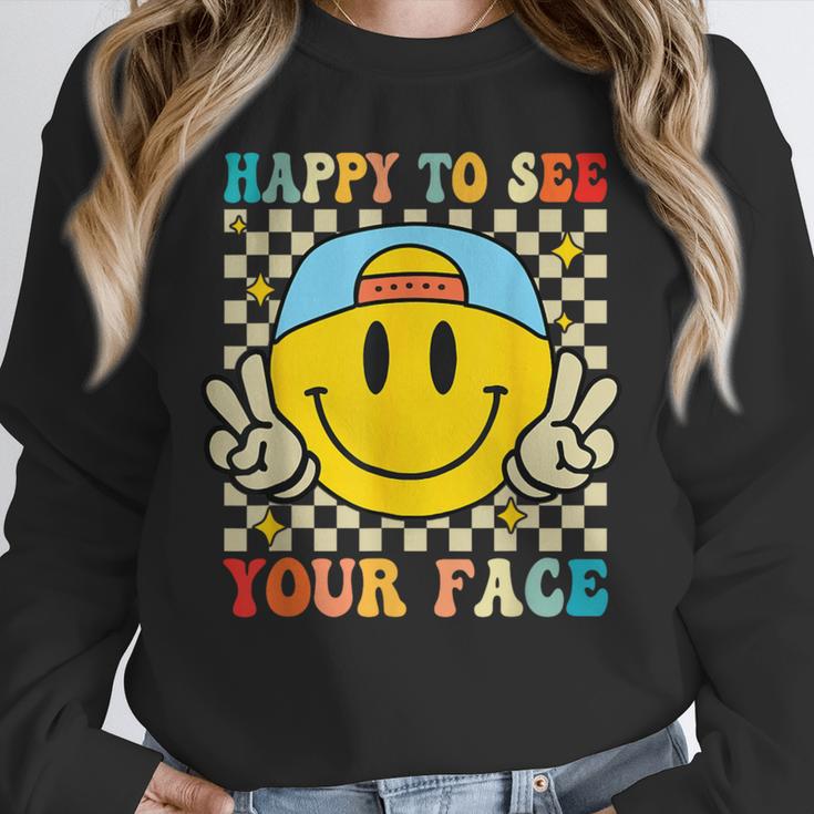 Happy To See Your Face Hippie Smile Back To School Teachers Unisex Sweatshirt, novelty gifts, funny gifts
