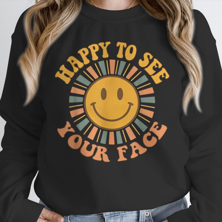Happy To See Your Face Retro Happy Teacher Back To School Unisex Sweatshirt, novelty gifts, funny gifts