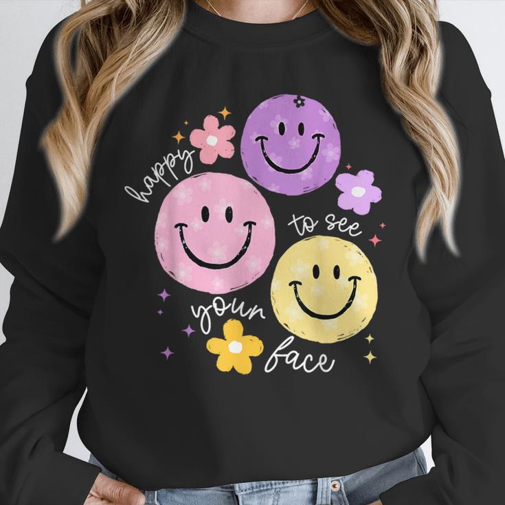 Happy To See Your Face Teacher Flower Back To School Unisex Sweatshirt, novelty gifts, funny gifts