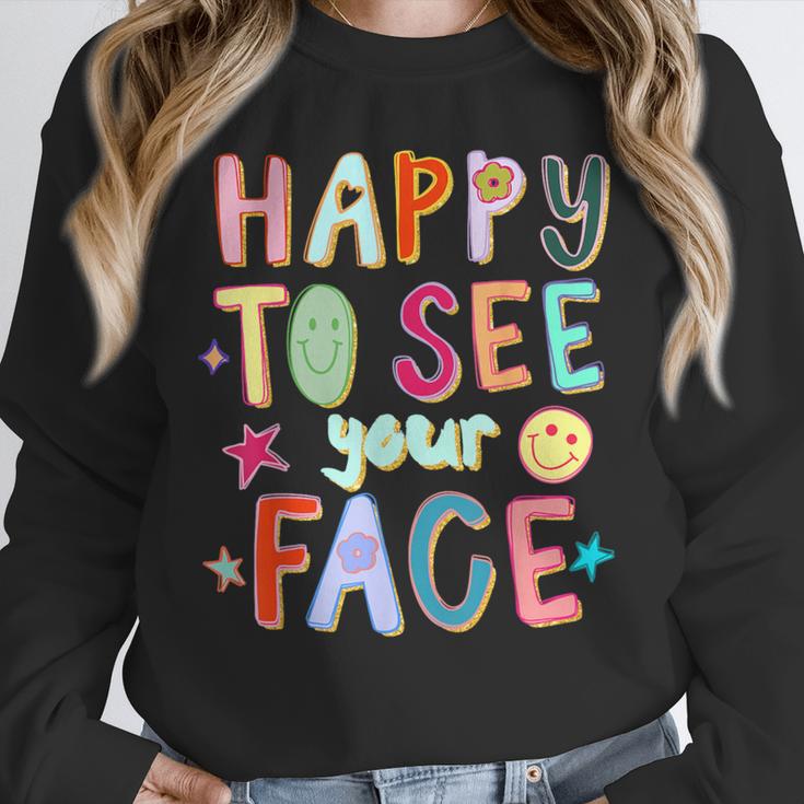 Happy To See Your Face Teacher Retro Back To School Unisex Sweatshirt, novelty gifts, funny gifts
