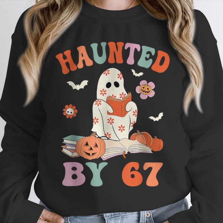 Haunted By 67 Boo Ghost Teacher 6 7 Halloween Costume Unisex Sweatshirt, novelty gifts, funny gifts