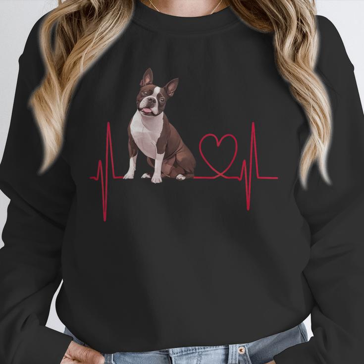 Heartbeat Boston Terrier Dog Unisex Sweatshirt, novelty gifts, funny gifts
