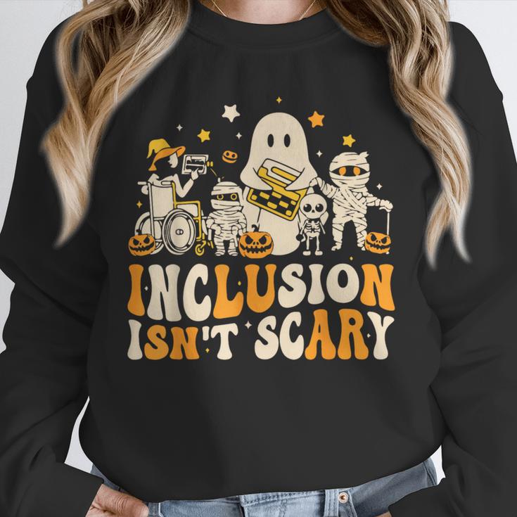 Inclusion Isn't Scary Mummy Boo Ghost Halloween SLP Teacher Unisex Sweatshirt, novelty gifts, funny gifts Inclusion Isn't Scary Mummy Boo Ghost Halloween SLP Teacher Unisex Sweatshirt, novelty gifts, funny gifts