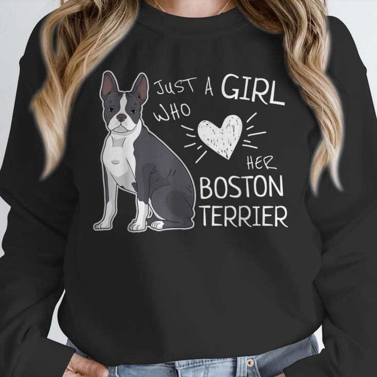 Just A Girl Who Loves Her Boston Terrier Puppy Love Unisex Sweatshirt, novelty gifts, funny gifts