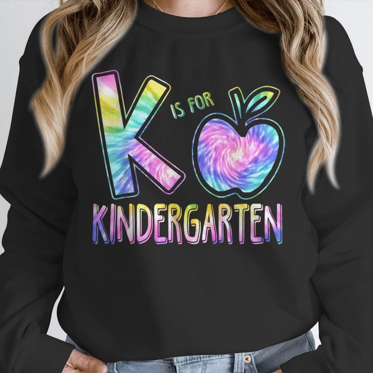 K Is For Kindergarten Teacher Tie Dye Back To School Kinder Unisex Sweatshirt, novelty gifts, funny gifts