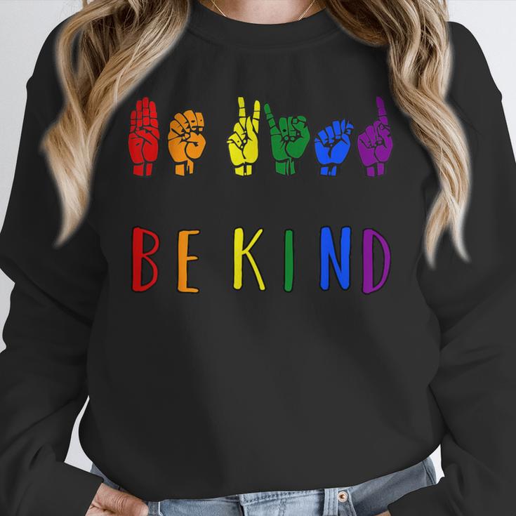Be Kind Pride Sign Language Rainbow Teachers Interpreter ASL Unisex Sweatshirt, novelty gifts, funny gifts
