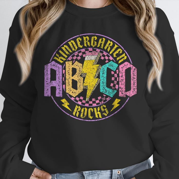 Kindergarten Rocks ABCD Back To School Rock Teacher Unisex Sweatshirt, novelty gifts, funny gifts