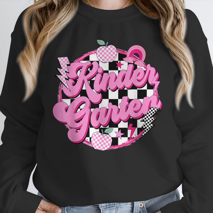 Kindergarten Teacher Women Checkered First Day Of School Unisex Sweatshirt, novelty gifts, funny gifts