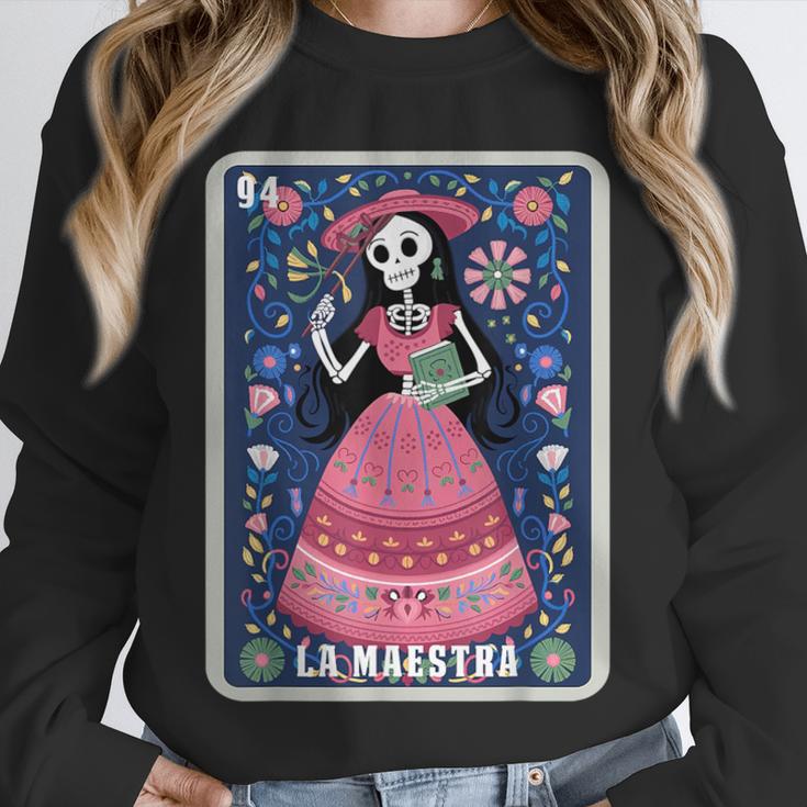 La Maestra Halloween Mexican Bingo Card Teacher Lottery Card Unisex Sweatshirt, novelty gifts, funny gifts