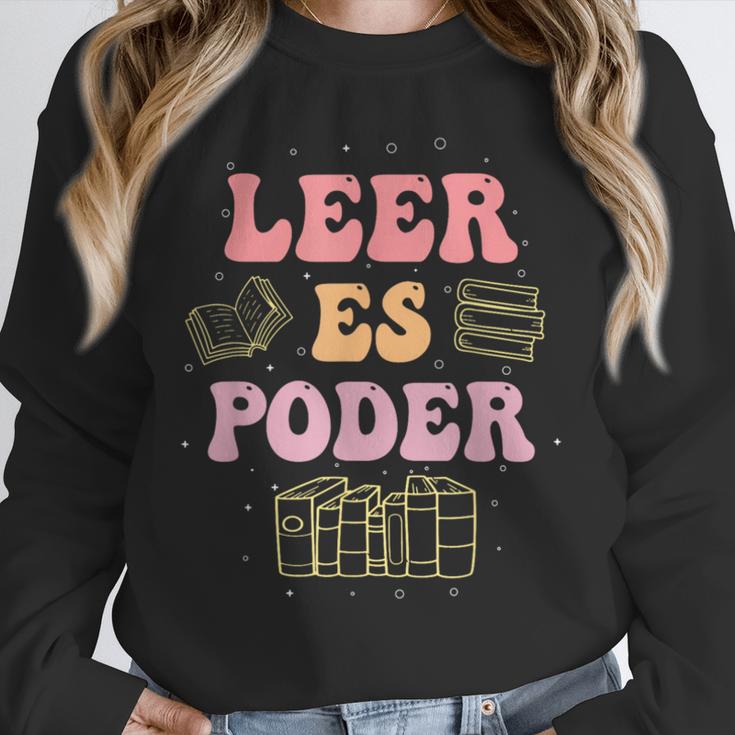 Leer Es Poder Groovy Spanish Teacher Bilingual Maestra Men Women Unisex Sweatshirt, novelty gifts, funny gifts Leer Es Poder Groovy Spanish Teacher Bilingual Maestra Men Women Unisex Sweatshirt, novelty gifts, funny gifts