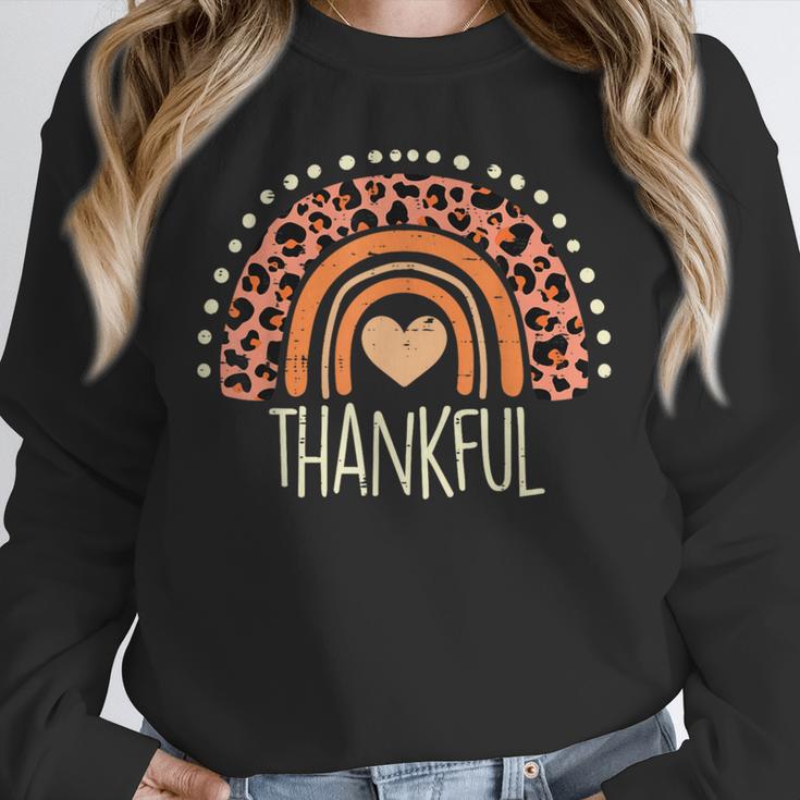 Leopard Rainbow Thankful Thanksgiving Teacher Women Kids Unisex Sweatshirt, novelty gifts, funny gifts