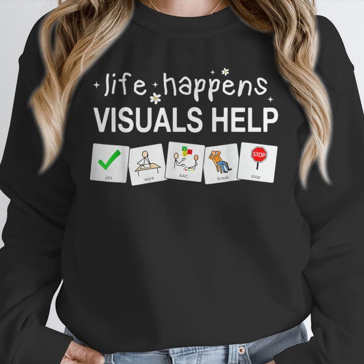 Life Happens Visuals Help Special Education Teacher Aide Unisex Sweatshirt, novelty gifts, funny gifts Life Happens Visuals Help Special Education Teacher Aide Unisex Sweatshirt, novelty gifts, funny gifts
