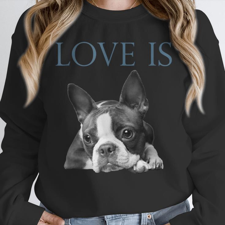 Love Is Boston Terrier Bostie Unisex Sweatshirt, novelty gifts, funny gifts