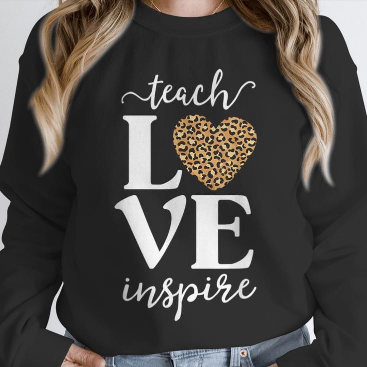 Love Leopard Print Teacher Cheetah School Inspire Teach Unisex Sweatshirt, novelty gifts, funny gifts