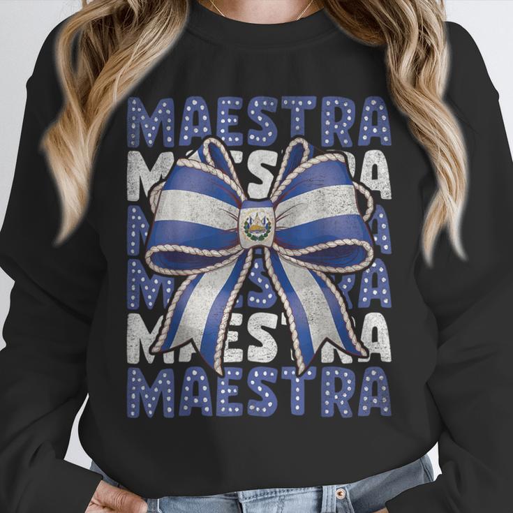 Maestra El Salvador Coquette Bow Hispanic Spanish Teacher Unisex Sweatshirt, novelty gifts, funny gifts Maestra El Salvador Coquette Bow Hispanic Spanish Teacher Unisex Sweatshirt, novelty gifts, funny gifts