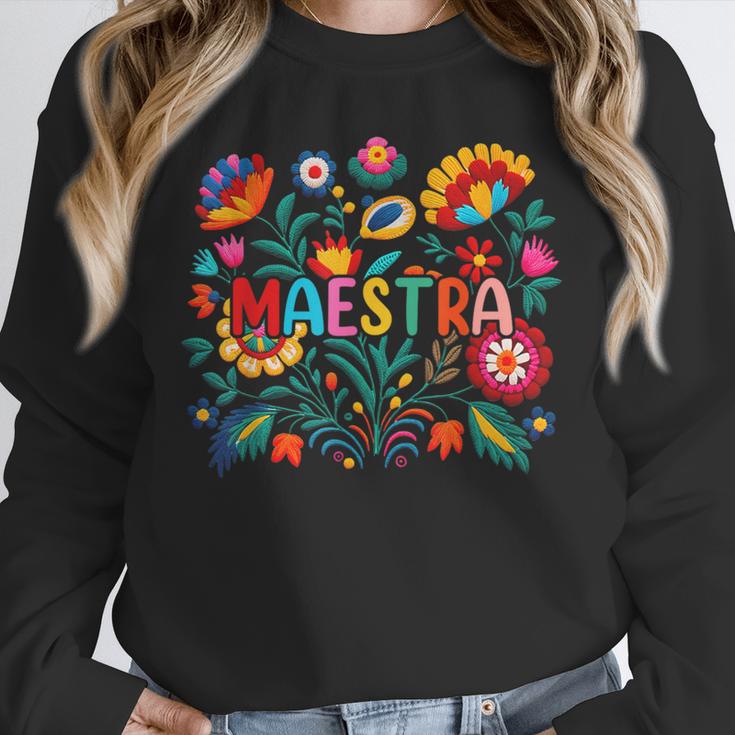 Maestra Flowers Spanish Teacher Cinco De Mayo Unisex Sweatshirt, novelty gifts, funny gifts