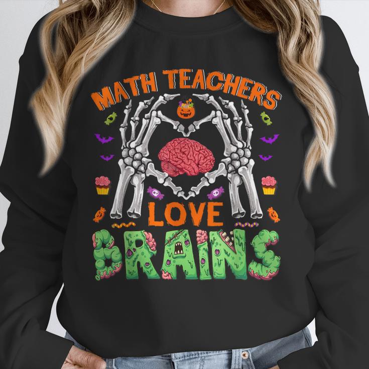 Math Teacher Love Brain Heart Skeleton Hand Zombie Halloween Unisex Sweatshirt, novelty gifts, funny gifts