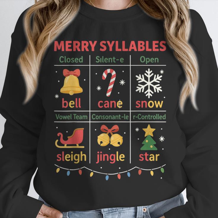 Merry Syllables Teacher Christmas Educational Kids Unisex Sweatshirt, novelty gifts, funny gifts