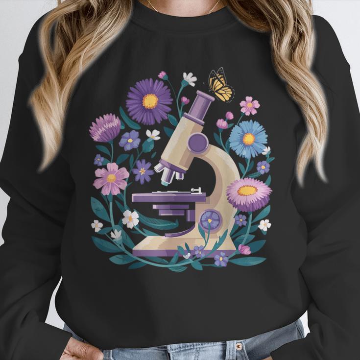 Microscope Flower Butterfly Biology Science Teacher Student Unisex Sweatshirt, novelty gifts, funny gifts