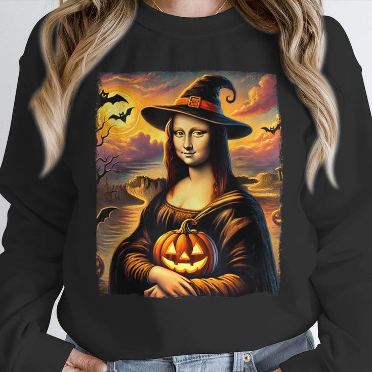 Mona Lisa Pumpkin Halloween Art Teacher Witchy Women Kids Unisex Sweatshirt, novelty gifts, funny gifts