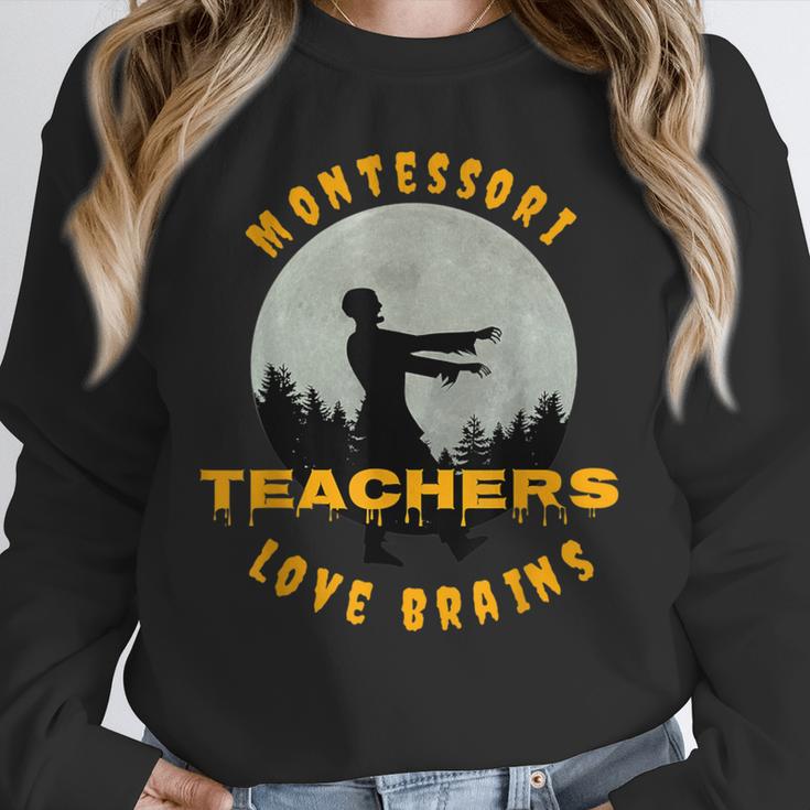 Montessori Teachers Love Brains Halloween Novelty Men Women Unisex Sweatshirt, novelty gifts, funny gifts