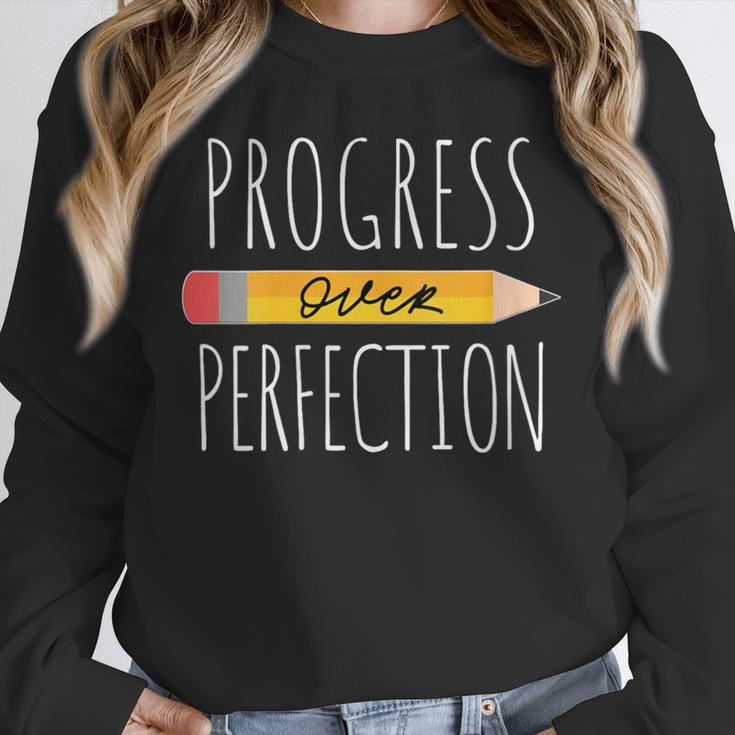 Motivational Progress Over Perfection Back To School Teacher Unisex Sweatshirt, novelty gifts, funny gifts