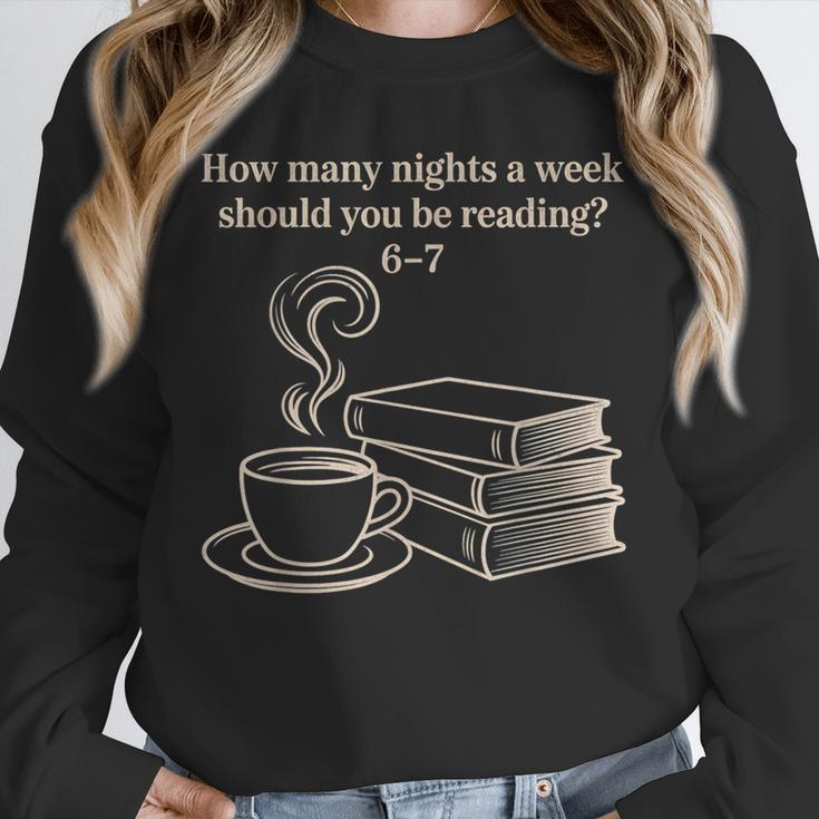 How Many Nights A Week Should You Be Reading 6-7 Teacher Fun Unisex Sweatshirt, novelty gifts, funny gifts How Many Nights A Week Should You Be Reading 6-7 Teacher Fun Unisex Sweatshirt, novelty gifts, funny gifts