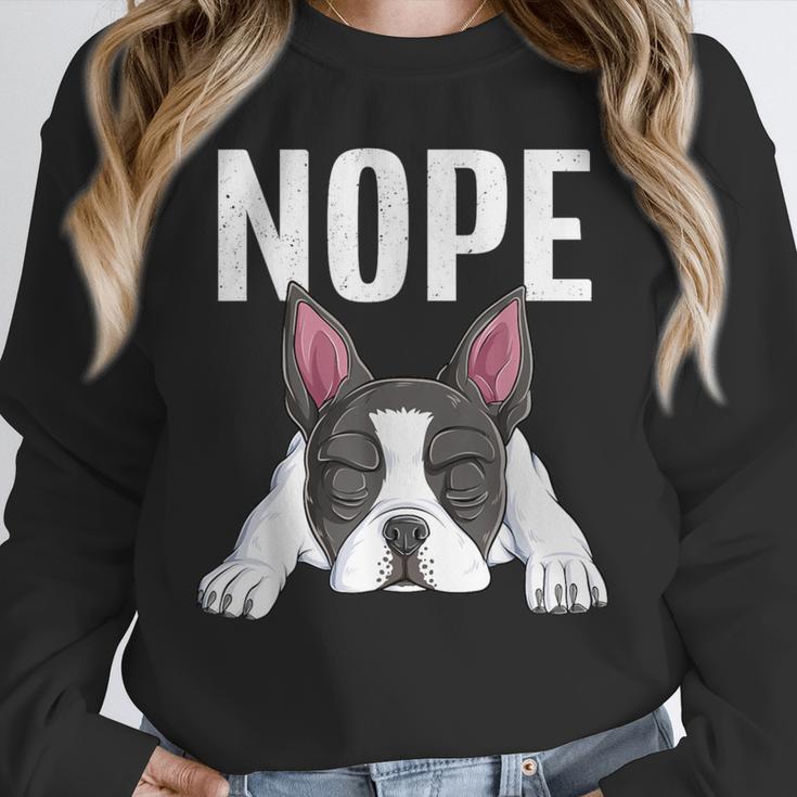 Nope Boston Terrier Puppy Dog Bostie Lover Men Women Girls Kids Unisex Sweatshirt, novelty gifts, funny gifts
