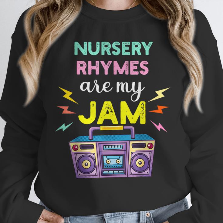 Nursery Rhymes Are My Jam 80s Retro Teachers & Students Kids Unisex Sweatshirt, novelty gifts, funny gifts Nursery Rhymes Are My Jam 80s Retro Teachers & Students Kids Unisex Sweatshirt, novelty gifts, funny gifts