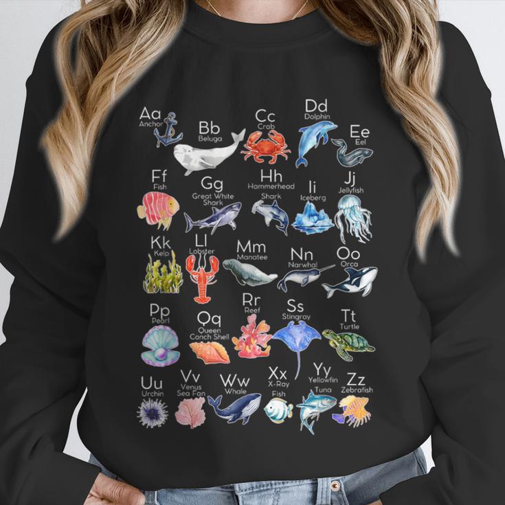 Ocean Animals Alphabet Cute Sea Life ABC Marine Kids Teacher Unisex Sweatshirt, novelty gifts, funny gifts