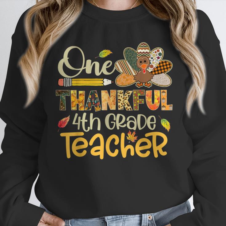 One Thankful 4th Grade Teacher Turkey Leopard Thanksgiving Unisex Sweatshirt, novelty gifts, funny gifts