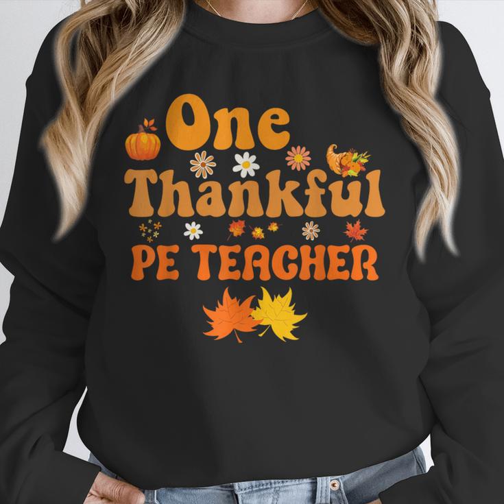 One Thankful PE Teacher Thanksgiving Fall Autumn Groovy Unisex Sweatshirt, novelty gifts, funny gifts
