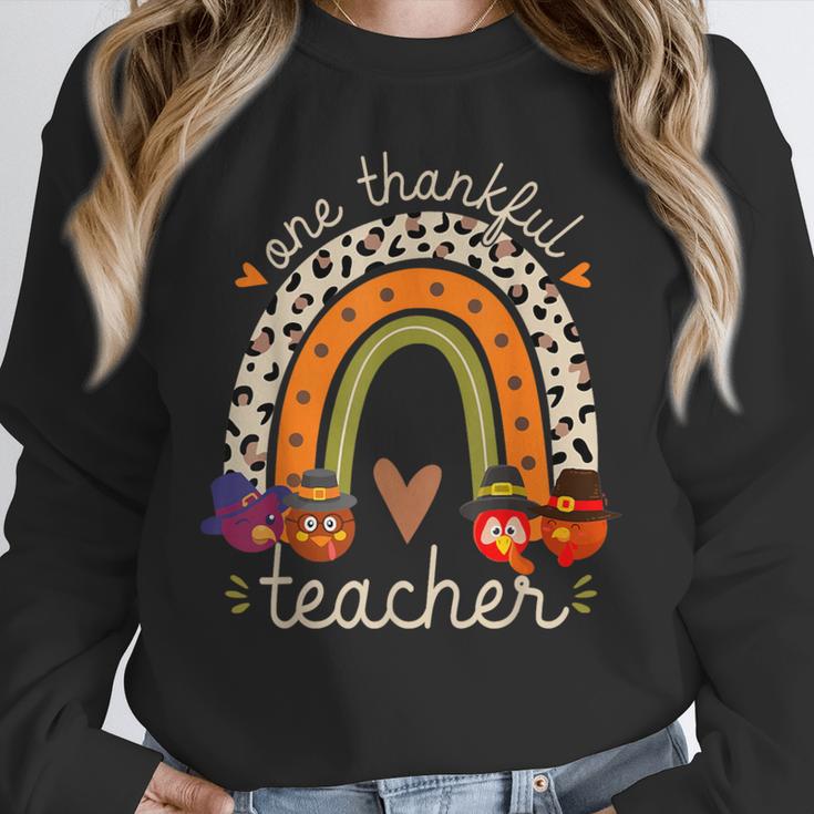 One Thankful Teacher Thanksgiving Turkey Rainbow Fall Unisex Sweatshirt, novelty gifts, funny gifts