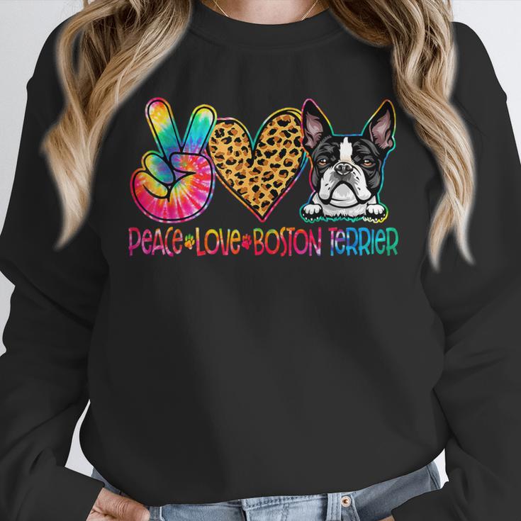 Peace Love Boston Terrier Tie Dye Dog Lover For Men Women Girls Kids Unisex Sweatshirt, novelty gifts, funny gifts
