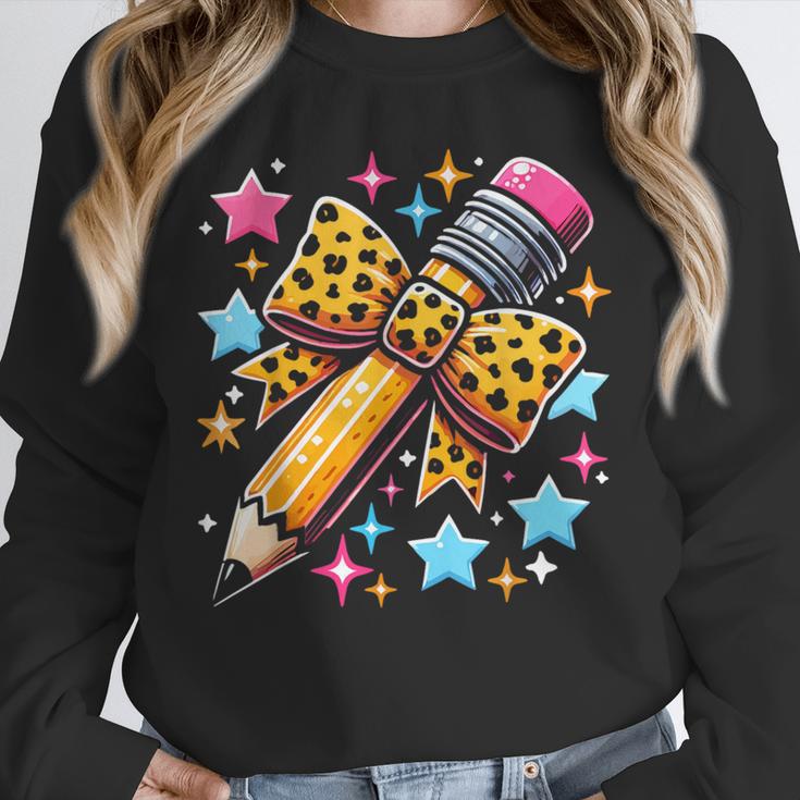 Pencil Leopard Coquette Bow Teacher Life Back To School Unisex Sweatshirt, novelty gifts, funny gifts Pencil Leopard Coquette Bow Teacher Life Back To School Unisex Sweatshirt, novelty gifts, funny gifts