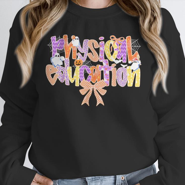Physical Education Halloween Bow Checkered Teacher Ghost PE Unisex Sweatshirt, novelty gifts, funny gifts Physical Education Halloween Bow Checkered Teacher Ghost PE Unisex Sweatshirt, novelty gifts, funny gifts