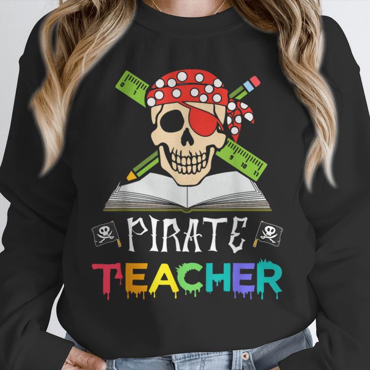Pirate Teacher Halloween Skull Adult Unisex Sweatshirt, novelty gifts, funny gifts