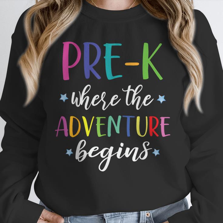 Pre-K Teacher Adventure Begins First Day Preschool Teachers Unisex Sweatshirt, novelty gifts, funny gifts