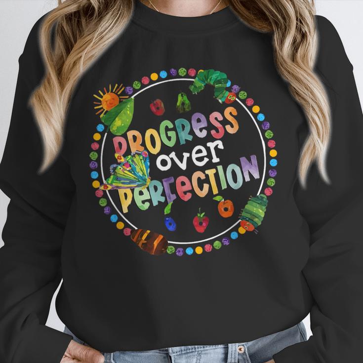 Progress Over Perfection Caterpillar Back To School Teacher Unisex Sweatshirt, novelty gifts, funny gifts Progress Over Perfection Caterpillar Back To School Teacher Unisex Sweatshirt, novelty gifts, funny gifts