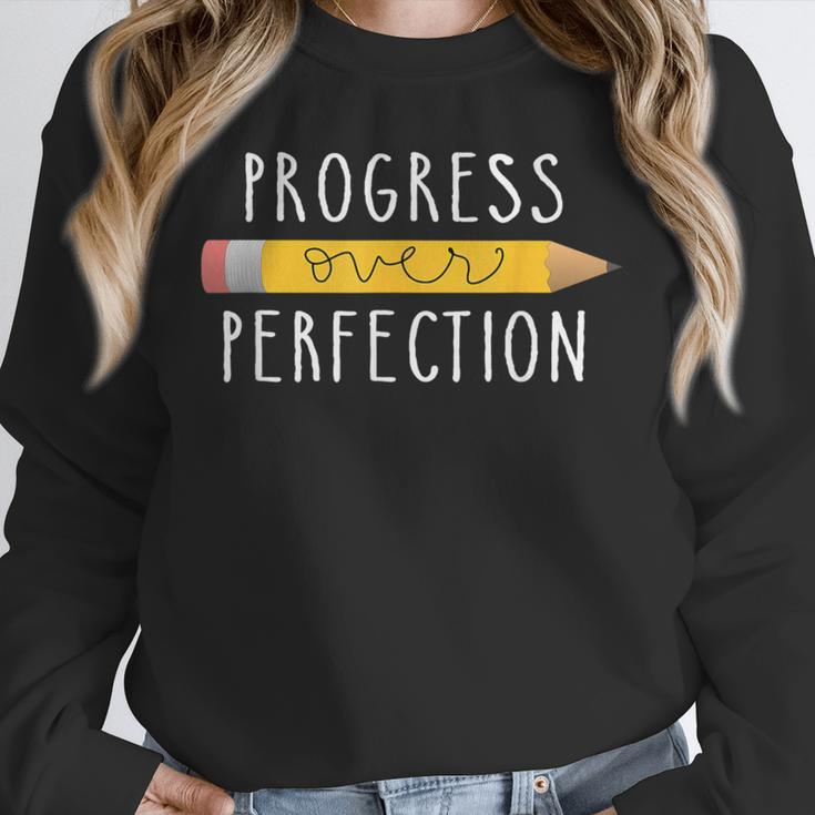 Progress Over Perfection Motivational Teacher Tee Unisex Sweatshirt, novelty gifts, funny gifts