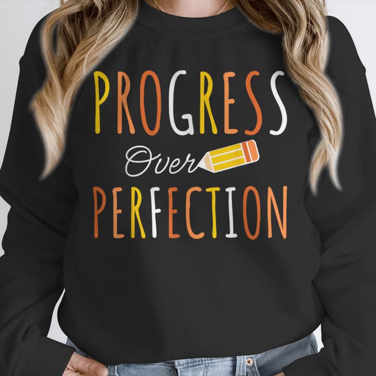 Progress Over Perfection Teacher Pencil Back-To-School Unisex Sweatshirt, novelty gifts, funny gifts