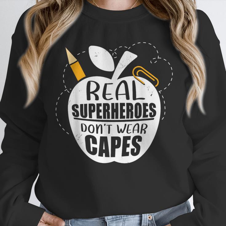 Real Superheroes Wear No Capes Teacher Design Teach Unisex Sweatshirt, novelty gifts, funny gifts Real Superheroes Wear No Capes Teacher Design Teach Unisex Sweatshirt, novelty gifts, funny gifts